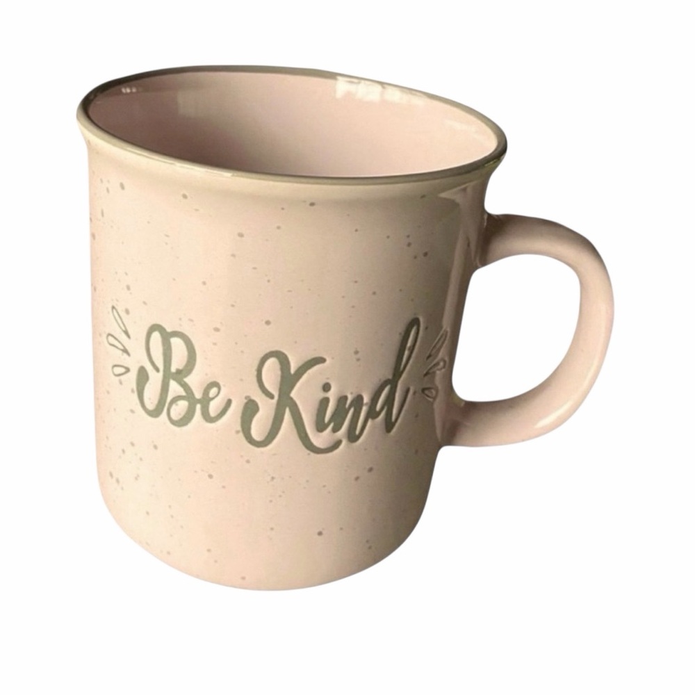 14OZ Ceramic Mug “Be Kind” Pink With Gray Flakes